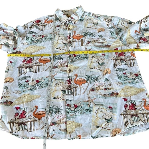 Clearwater Outfitters Santa Tropical Beach Vacation Long Sleeve Button Down XL - Picture 9 of 11